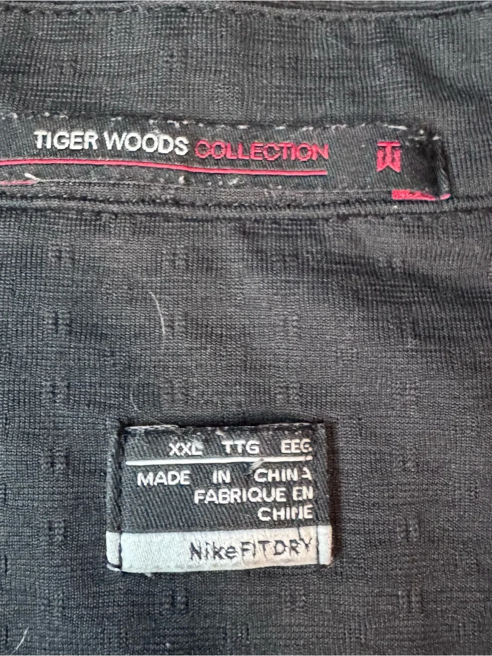 Nike Polo Shirt Mens 2XL Tiger Woods Dri-FIT Black Golf Performance Short Sleeve
